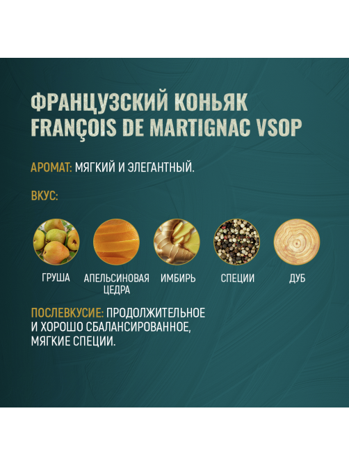 Коньяк Francois de Martignac в подарочной упаковке VSOP, 0.7л
