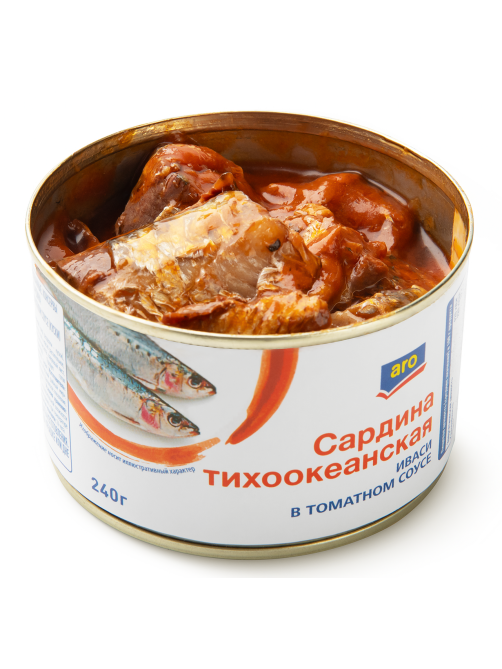 aro Сардина тихоокеанская иваси в томатном соусе, 240г