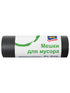 aro Мешки для мусора без тесемок 10мкм 58х60см 60л, 20шт