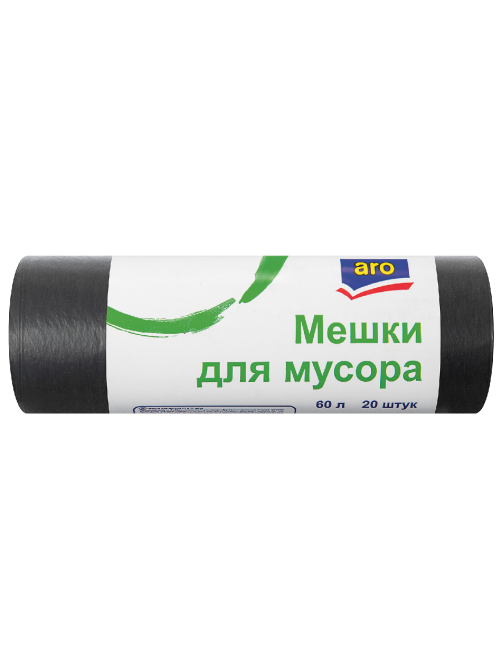 aro Мешки для мусора без тесемок 10мкм 58х60см 60л, 20шт