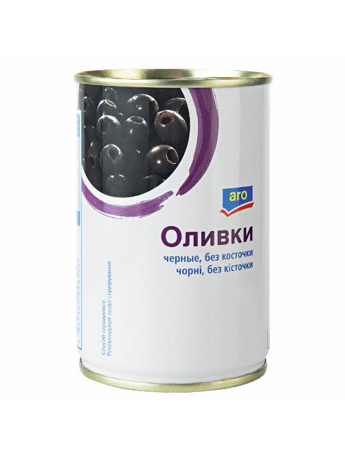 aro Оливки черные без косточки, 300г