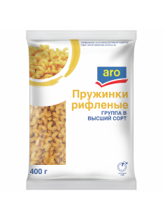 aro Макароны пружинки рифленые высший сорт, 400г
