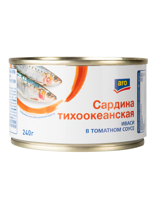 aro Сардина тихоокеанская иваси в томатном соусе, 240г