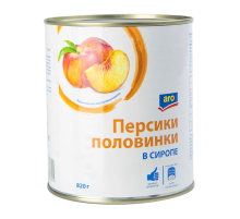aro Персики половинки в сиропе, 820г