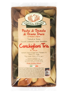 Макароны ракушки Rustichella d'abruzzo Conchiglioni Tris с томатами и шпинатом, 500г