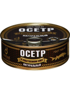 Осетр EcoFood натуральный в собственном соку, 240г