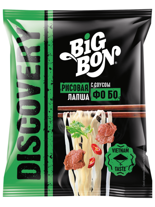 Лапша рисовая быстрого приготовления Big Bon с соусом Фо Бо, 65г