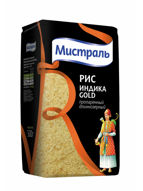 Крупа рис Мистраль Индика Gold длиннозерный пропаренный, 500г
