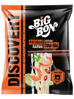 Лапша рисовая быстрого приготовления Big Bon с соусом Том Ям, 65г