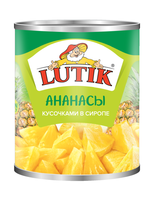 Ананасы Lutik кусочки в сиропе, 580мл