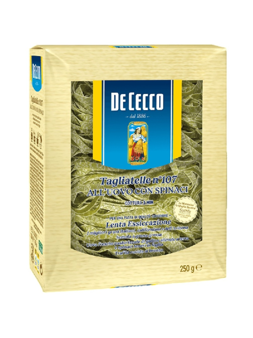 Макароны гнезда De Cecco Tagliatelle №107 шпинатные, 250г