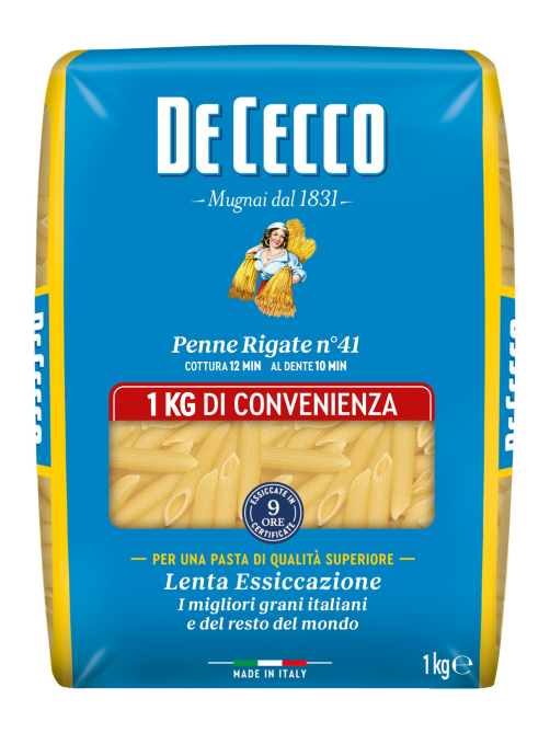 Макароны перья De Cecco Penne Rigate №41 рифленые, 1кг