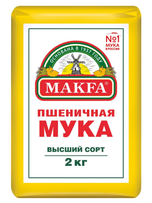 Мука Makfa пшеничная высший сорт, 2кг