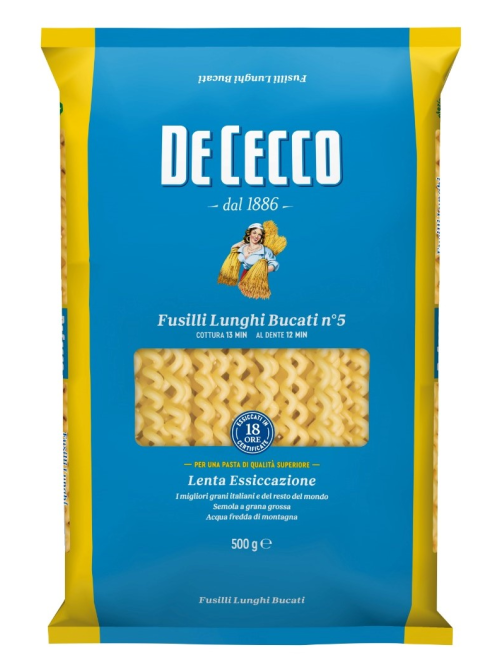 Макароны спирали De Cecco Fusili Lunghi Bucati №5, 500г