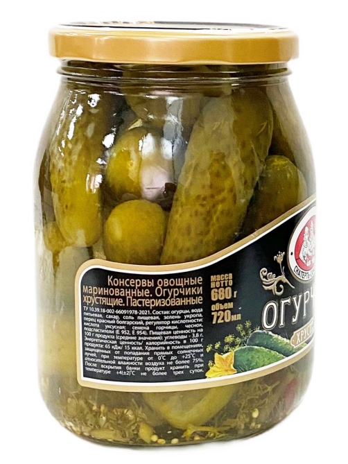 Огурцы маринованные Скатерть-Самобранка Хрустящие, 680г