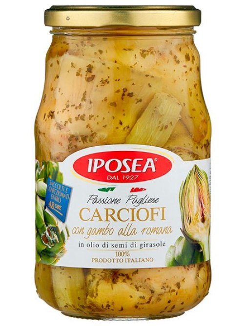 Артишоки Iposea По-римски со стеблем в масле, 510г
