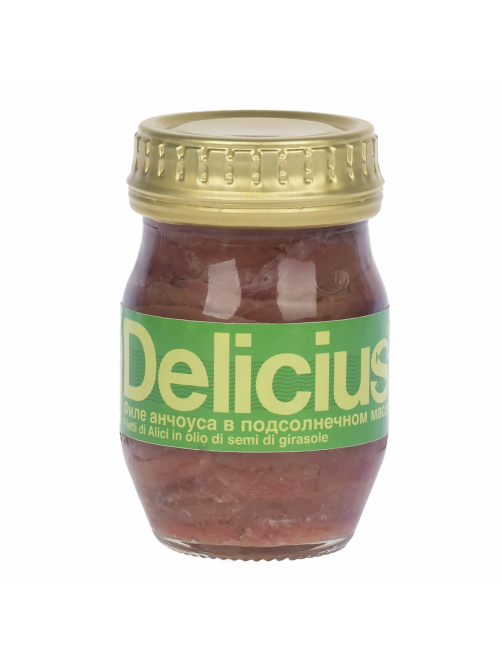 Анчоусы Delicius филе в подсолнечном масле, 90г