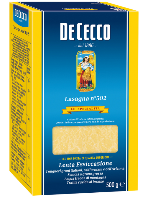 Макароны лазанья De Cecco Lasagna №502, 500г