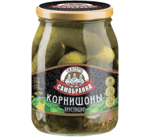 Огурцы маринованные Скатерть-Самобранка Хрустящие корнишоны, 350г