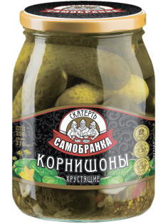 Огурцы маринованные Скатерть-Самобранка Хрустящие корнишоны, 350г