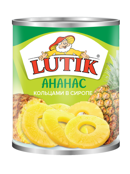 Ананасы Lutik кольца в сиропе, 850мл