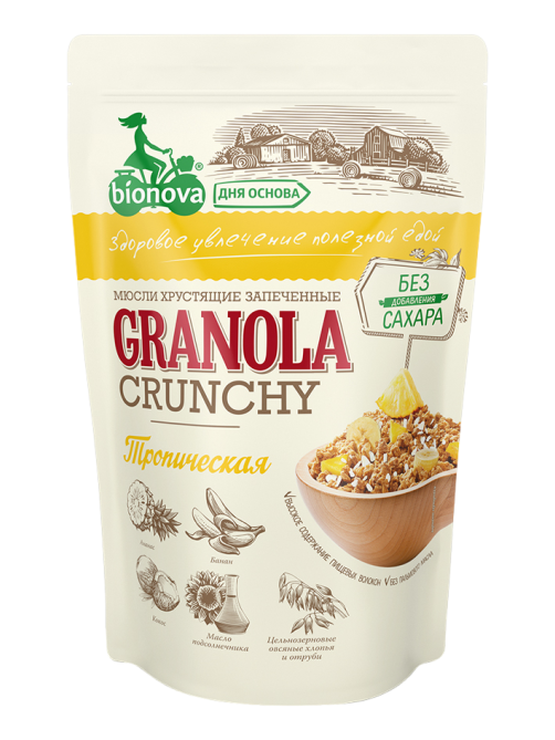 Гранола-мюсли Bionova Crunchy Тропическая, 400г
