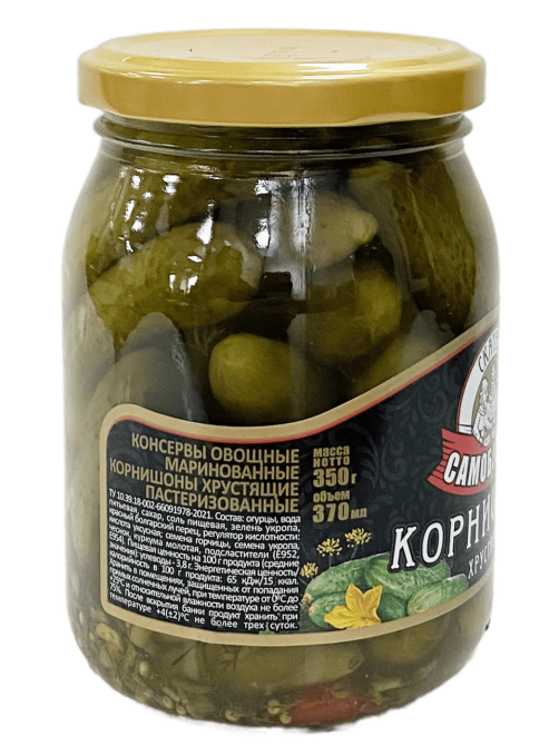 Огурцы маринованные Скатерть-Самобранка Хрустящие корнишоны, 350г