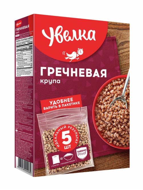 Крупа гречневая Увелка ядрица в пакете для варки (80г х 5шт), 400г