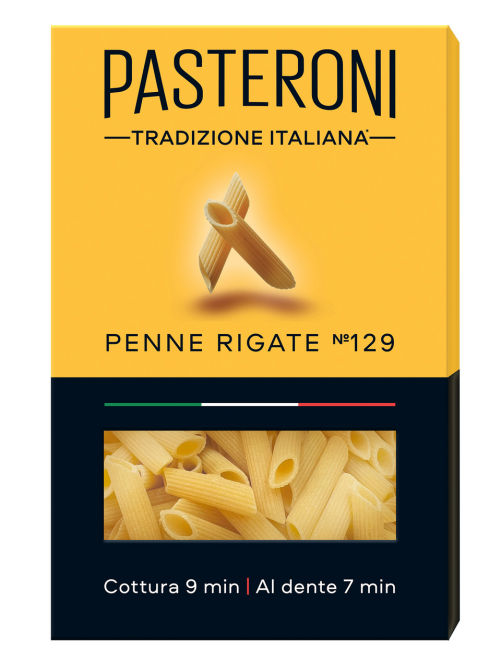 Макароны перья Pasteroni Penne Rigate №129 рифленые высший сорт, 400г