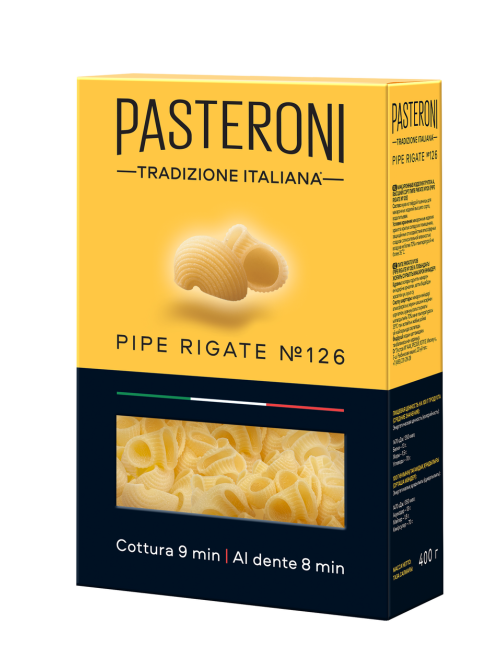 Макароны Pasteroni Пипе Ригате №126, 400г