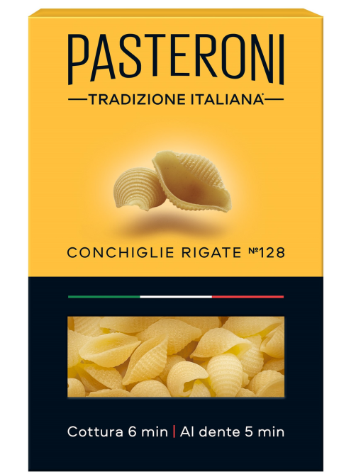 Макароны Pasteroni Конкилье Ригате №128, 400г