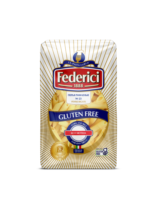 Макароны перья Federici Penne Rigate №23 рифленые без глютена, 400г