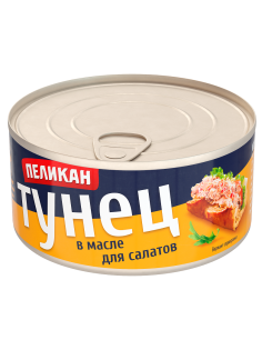 Тунец Пеликан Для салатов в масле, 185г