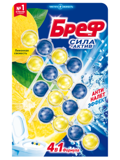 Туалетный блок Бреф Лимонная свежесть 4шт, 200г