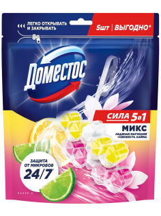 Блок для унитаза Доместос Power 5 Свежесть лайма и ледяная магнолия, 250г