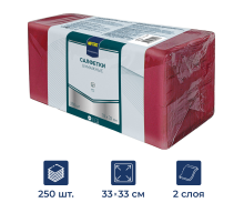 METRO PROFESSIONAL Салфетки бумажные 2 слоя бордовые 250шт, 33x33см