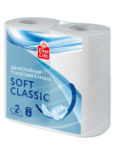 Fine Life Бумага туалетная Soft Classic белая 2 слоя 4 рулона