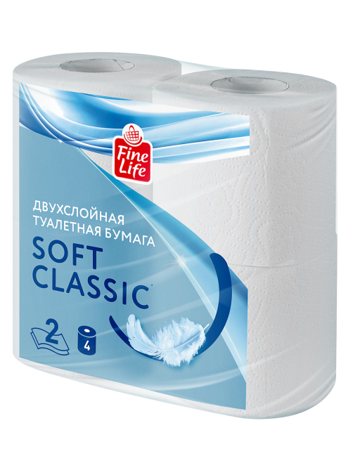 Fine Life Бумага туалетная Soft Classic белая 2 слоя 4 рулона