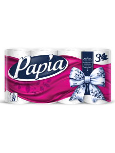 Туалетная бумага Papia 3 слоя, 8 рулонов