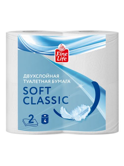 Fine Life Бумага туалетная Soft Classic белая 2 слоя 4 рулона