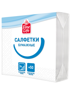 Fine Life Салфетки бумажные 3 слоя белые 24 x 24см, 50шт