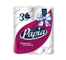 Бумажные полотенца Papia 3 слоя, 2 рулона