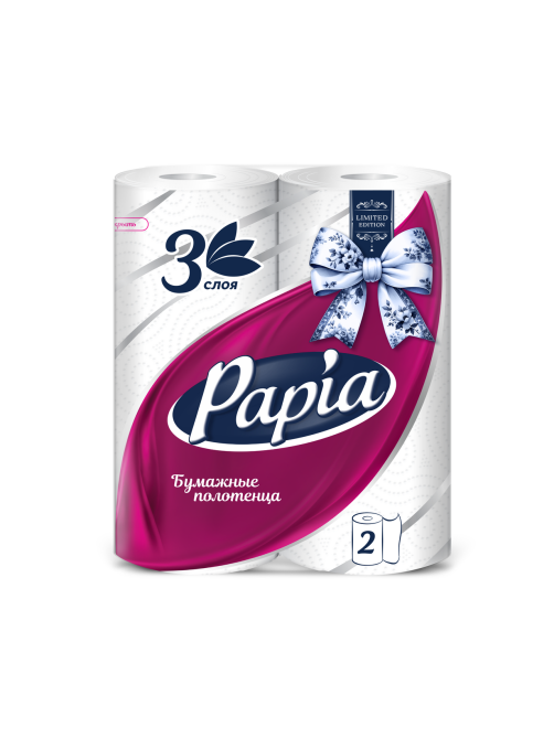 Бумажные полотенца Papia 3 слоя, 2 рулона