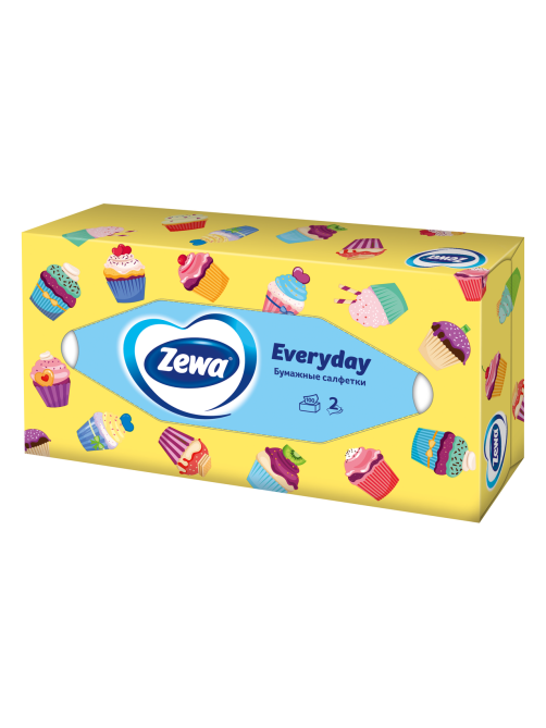 Салфетки бумажные Zewa Everyday 2 слоя в коробке, 100 листов