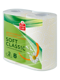 Fine Life Бумага туалетная Soft Classic ромашка белая 2 слоя 4 рулона
