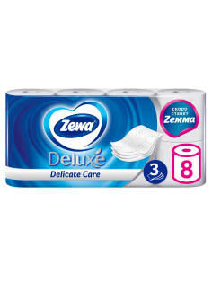 Туалетная бумага Zewa Deluxe 3 слоя, 8 рулонов