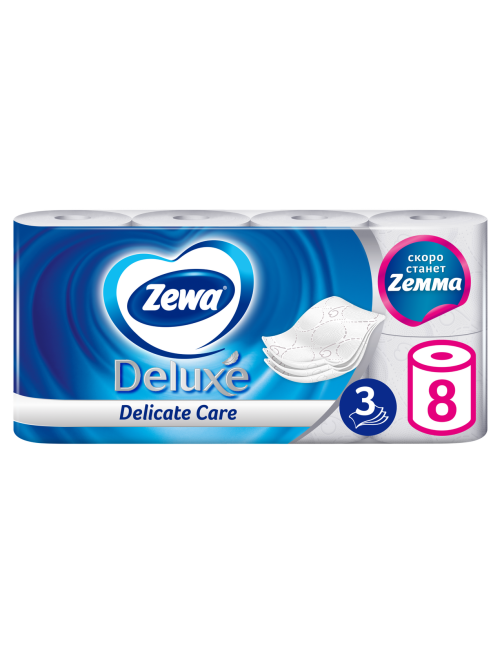 Туалетная бумага Zewa Deluxe 3 слоя, 8 рулонов