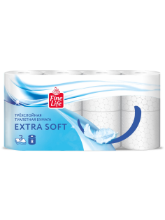 Fine Life Туалетная бумага Extra Soft белая 3 слоя 8 рулонов