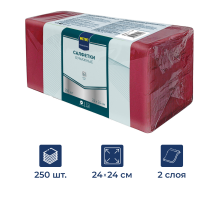 METRO PROFESSIONAL Салфетки бумажные 2 слоя бордовые 250шт, 24x24см