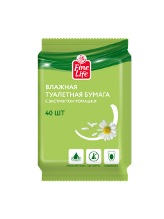 Fine Life Влажная туалетная бумага ромашка, 40 листов